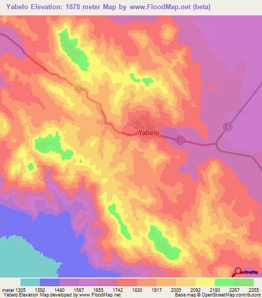Yabelo,Ethiopia Elevation Map