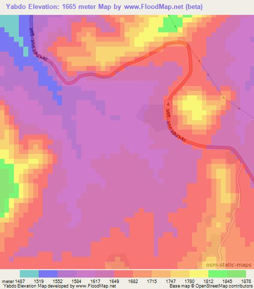 Yabdo,Ethiopia Elevation Map