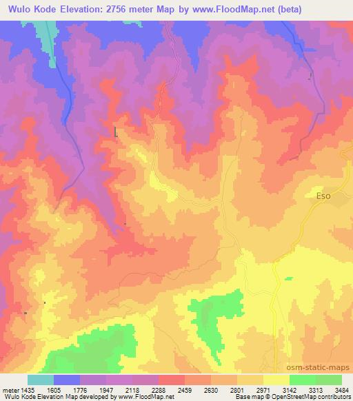 Wulo Kode,Ethiopia Elevation Map