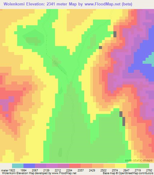 Wolenkomi,Ethiopia Elevation Map