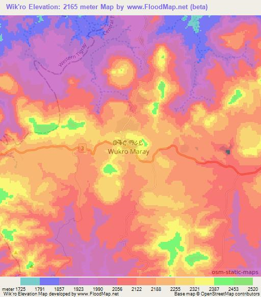 Wik'ro,Ethiopia Elevation Map