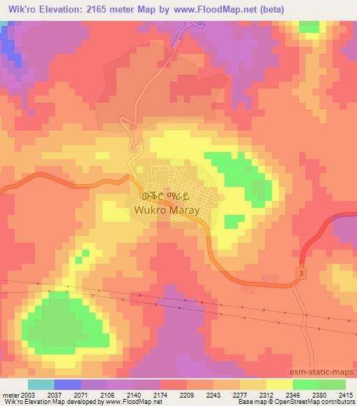 Wik'ro,Ethiopia Elevation Map
