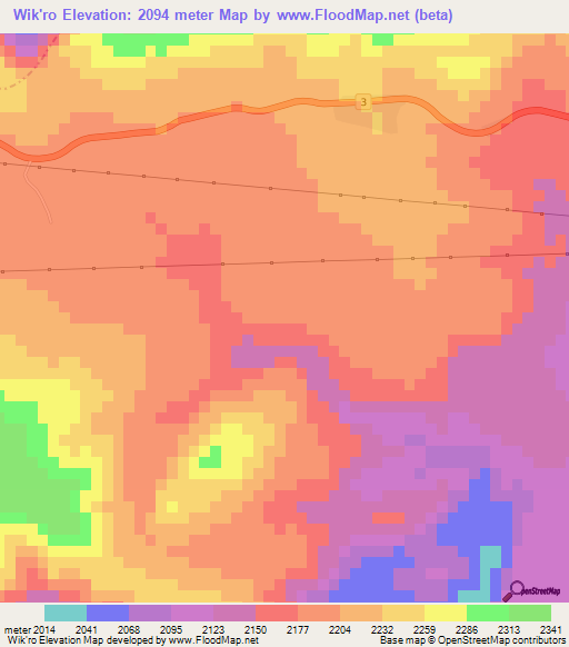 Wik'ro,Ethiopia Elevation Map
