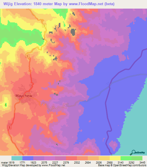 Wijig,Ethiopia Elevation Map