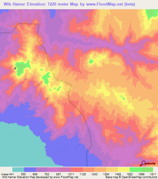 Wib Hamer,Ethiopia Elevation Map
