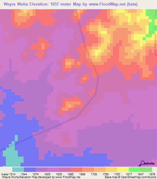 Weyra Wuha,Ethiopia Elevation Map