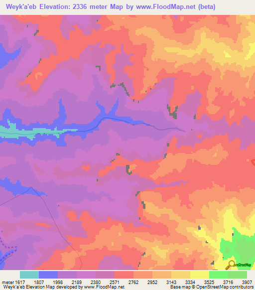 Weyk'a'eb,Ethiopia Elevation Map