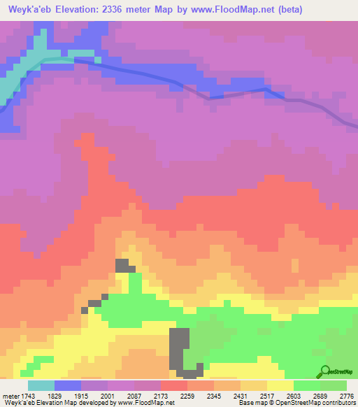 Weyk'a'eb,Ethiopia Elevation Map
