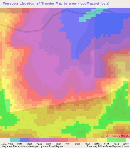 Weyabeta,Ethiopia Elevation Map