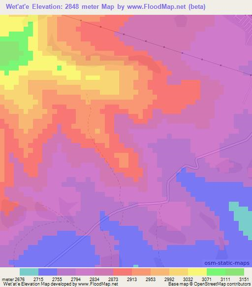 Wet'at'e,Ethiopia Elevation Map