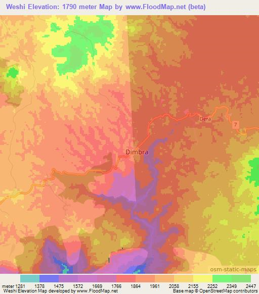 Weshi,Ethiopia Elevation Map
