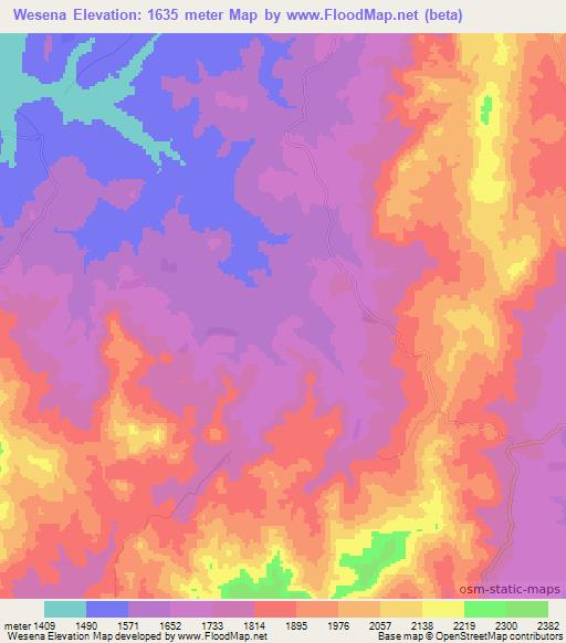 Wesena,Ethiopia Elevation Map