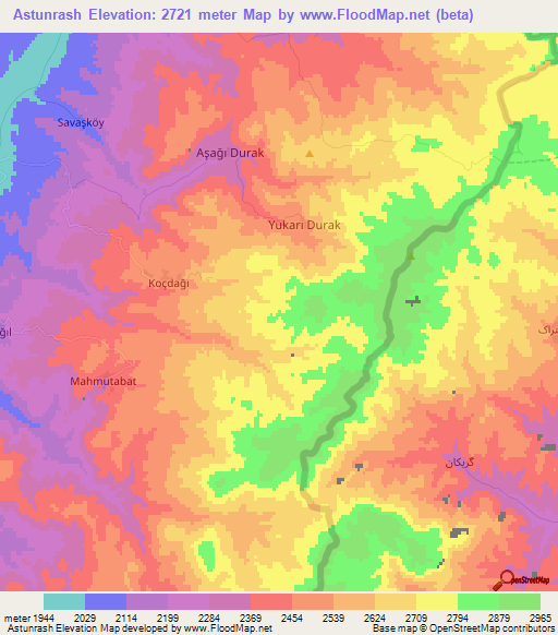 Astunrash,Iran Elevation Map