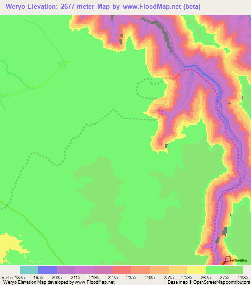 Weryo,Ethiopia Elevation Map