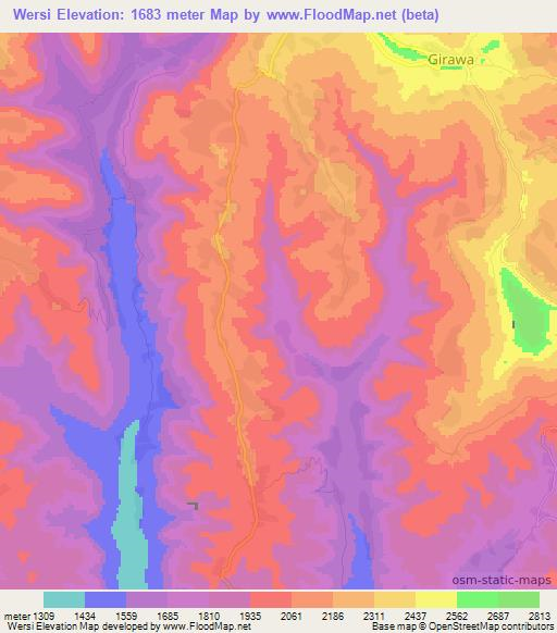 Wersi,Ethiopia Elevation Map
