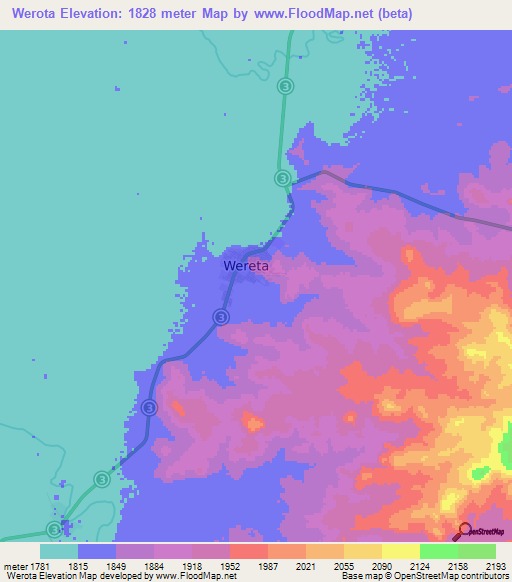 Werota,Ethiopia Elevation Map
