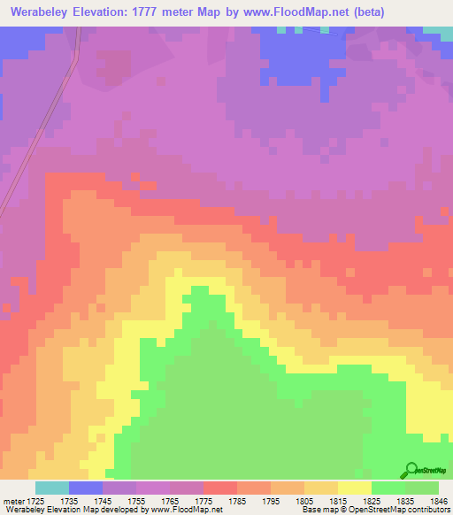 Werabeley,Ethiopia Elevation Map