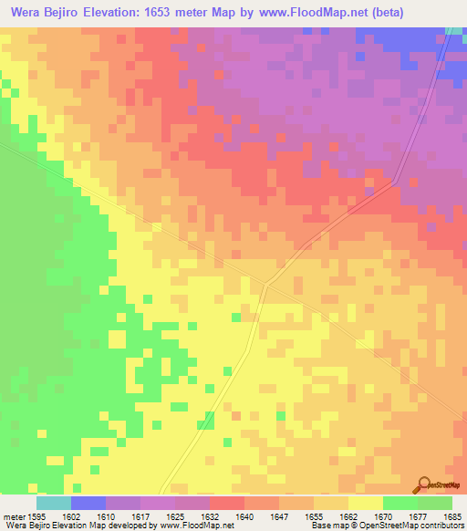 Wera Bejiro,Ethiopia Elevation Map