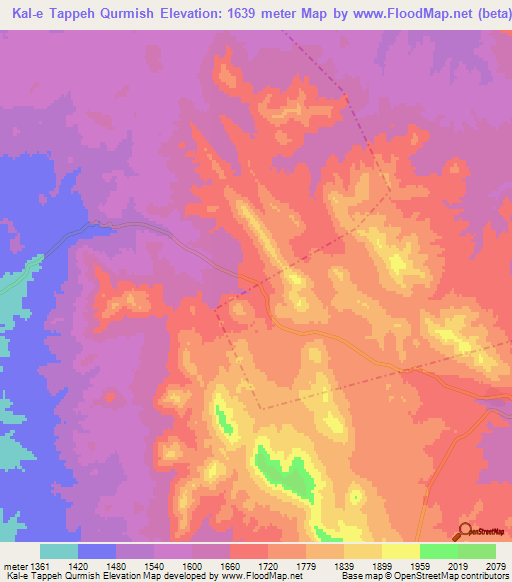 Kal-e Tappeh Qurmish,Iran Elevation Map