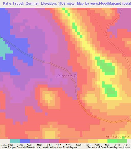 Kal-e Tappeh Qurmish,Iran Elevation Map