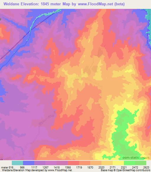 Weldane,Ethiopia Elevation Map