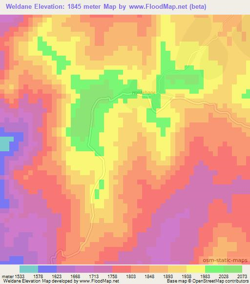 Weldane,Ethiopia Elevation Map