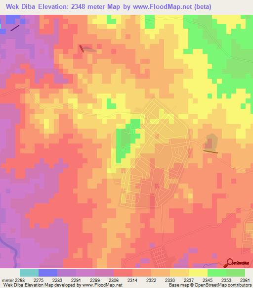 Wek Diba,Eritrea Elevation Map