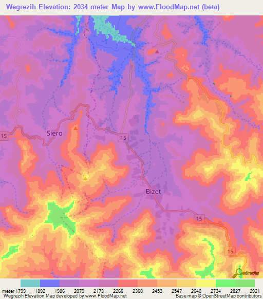 Wegrezih,Ethiopia Elevation Map