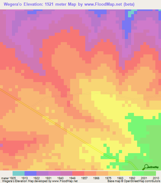 Wegera'o,Ethiopia Elevation Map
