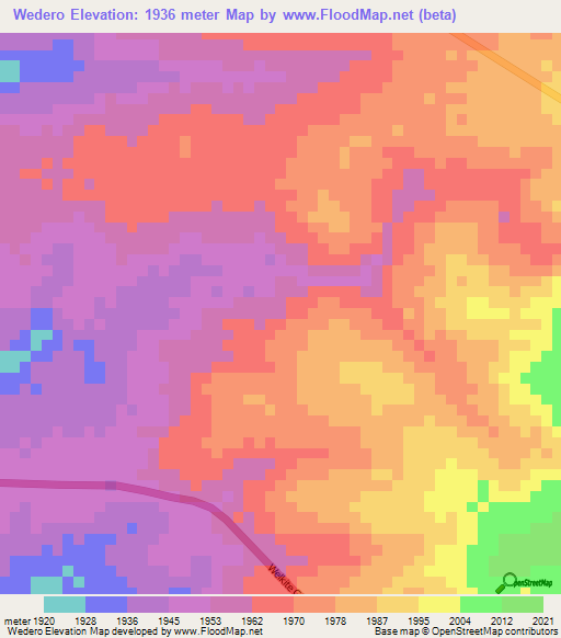 Wedero,Ethiopia Elevation Map