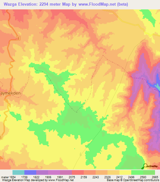 Wazga,Ethiopia Elevation Map