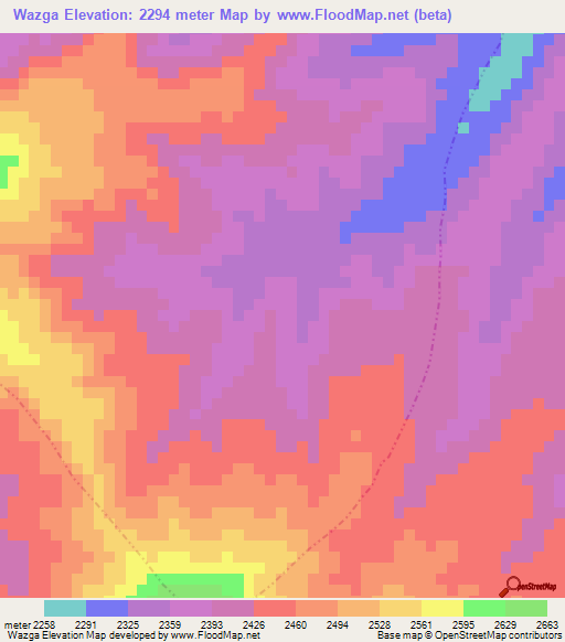 Wazga,Ethiopia Elevation Map