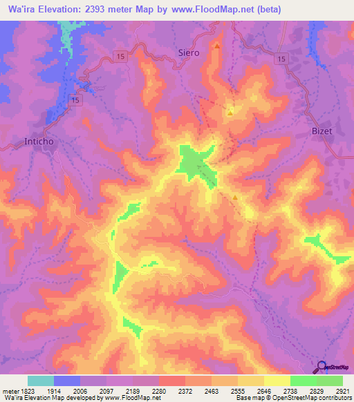 Wa'ira,Ethiopia Elevation Map