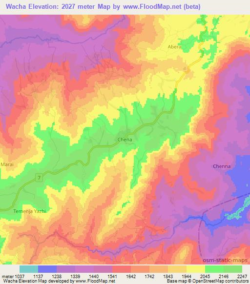 Wacha,Ethiopia Elevation Map