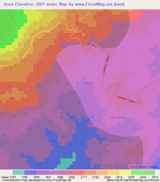 Vuca,Ethiopia Elevation Map