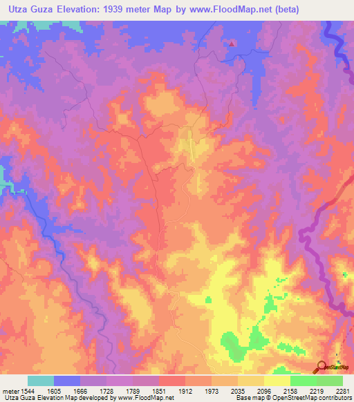 Utza Guza,Ethiopia Elevation Map