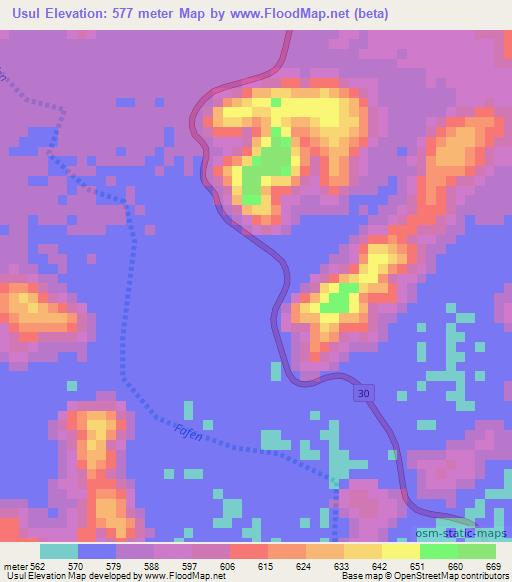 Usul,Ethiopia Elevation Map