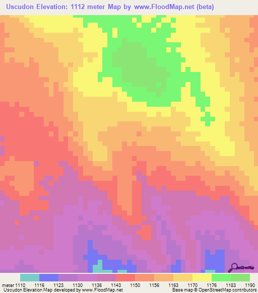 Uscudon,Ethiopia Elevation Map