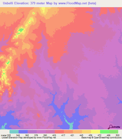 Usbelli,Ethiopia Elevation Map