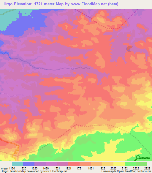 Urgo,Ethiopia Elevation Map