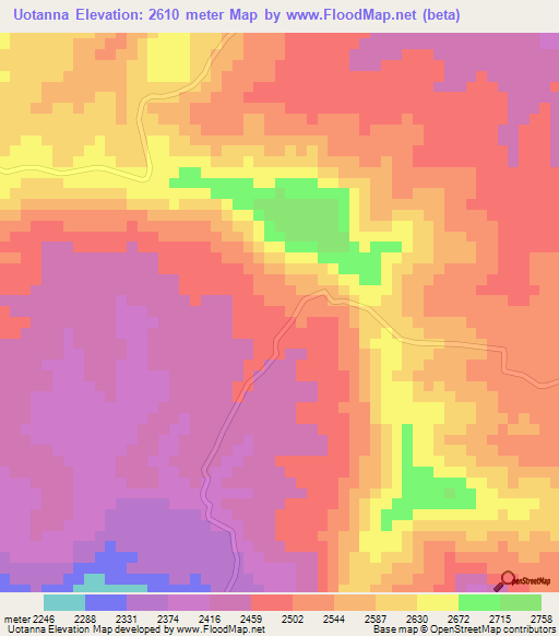 Uotanna,Ethiopia Elevation Map