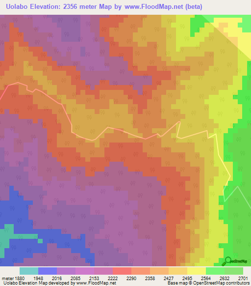 Uolabo,Ethiopia Elevation Map