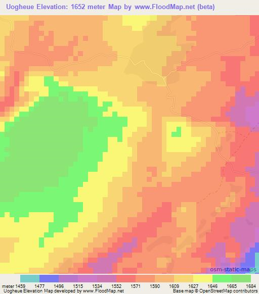 Uogheue,Ethiopia Elevation Map