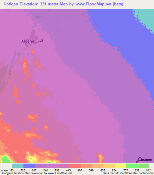 Uodgan,Eritrea Elevation Map