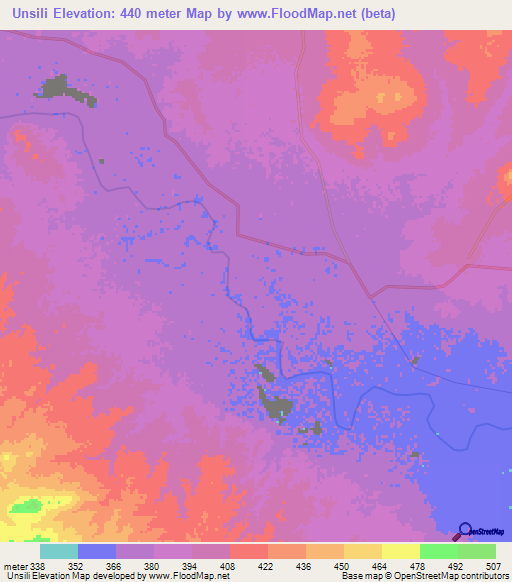 Unsili,Ethiopia Elevation Map