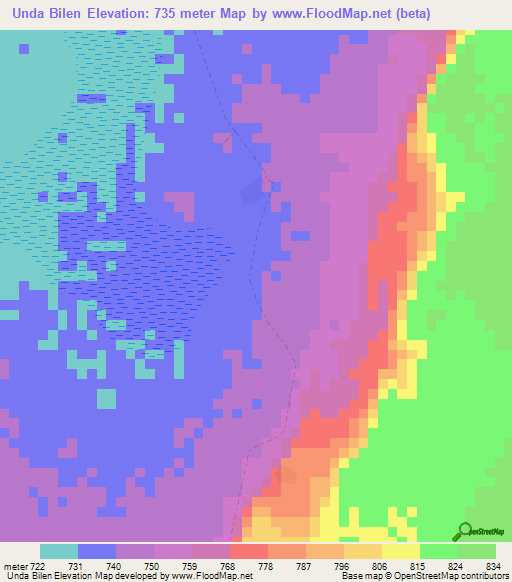 Unda Bilen,Ethiopia Elevation Map