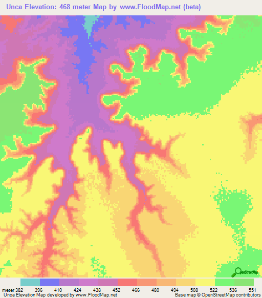 Unca,Ethiopia Elevation Map