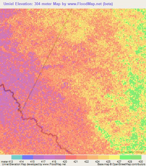 Umiel,Ethiopia Elevation Map