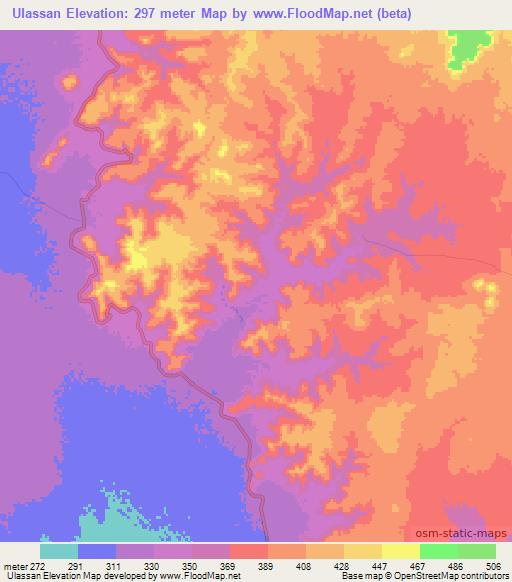 Ulassan,Ethiopia Elevation Map
