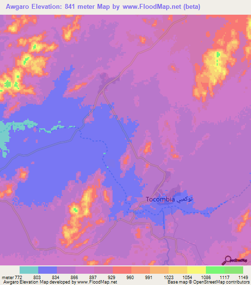 Awgaro,Eritrea Elevation Map